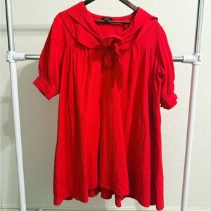 Red Women's Dress with Bow Detail